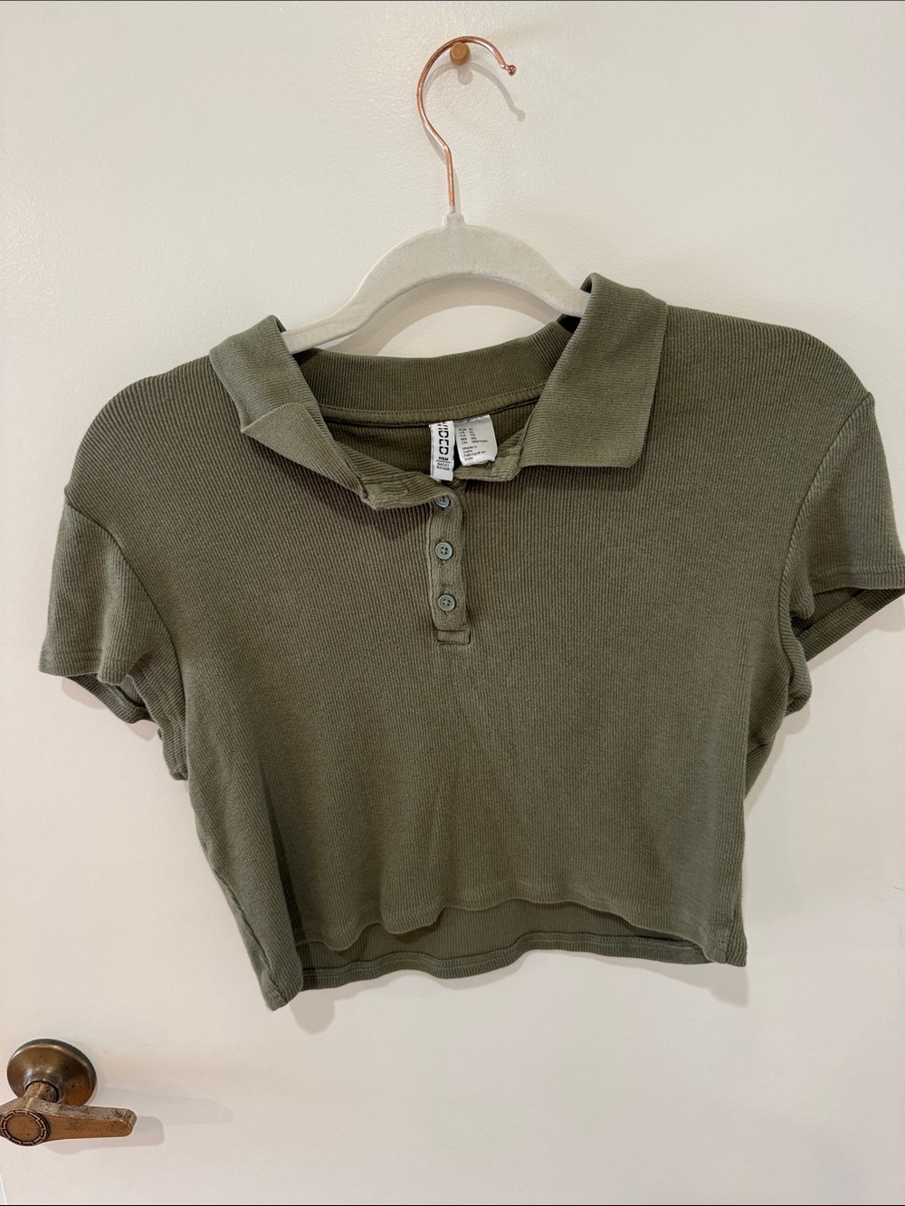 Divided Olive Green Cropped Polo Tee